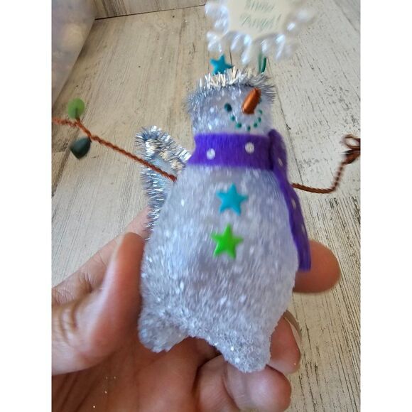 Hallmark snowman glitter wire angel cherub 2003 Xmas tree - Picture 7 of 8